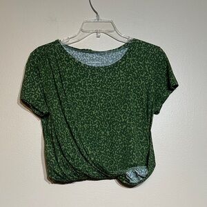 Anthropologie Green Patterned Short Sleeve Top